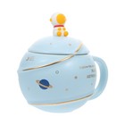 1 Set Planet Astronaut Cup with Lid Spoon Ceramic Water Cup Home Office