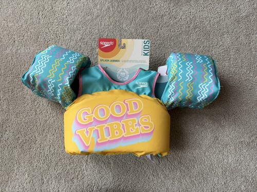 Speedo Splash Jammer Life Jacket Vest Good Vibes Blue/Yellow, Child (33-55 lbs) - Picture 2 of 4