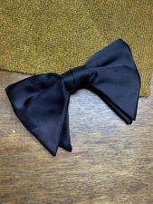 Vintage Black Bow Tie Satin Butterfly Clip On Oversized