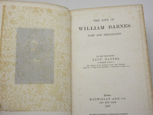 The Life of William Barnes. Poet and Philologist 1887 Leader Scott/Lucy Baxter - Picture 4 of 17