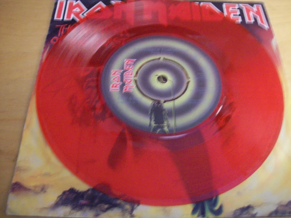 IRON MAIDEN -NUMBER OF THE BEAST - RED VINYL -7" -1982 - VG+/FAIR - Image 4 of 4