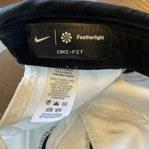 Nike Featherlight Dri-FIT Hat Cap Strap Back Black White Running Athletic Tennis - Picture 7 of 8