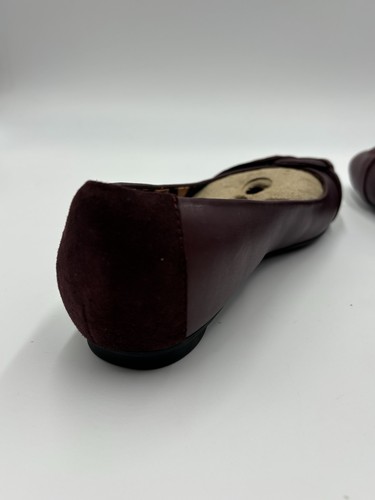 Clarks Bendables 63043 Cuero Gamuza Pisos Mujer Talla 9 Mediano Vino Punta Redonda - Imagen 5 de 10