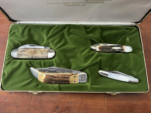 1980 National Knife Collectors Museum Founders Set Kissing Crane, Case, Schrade