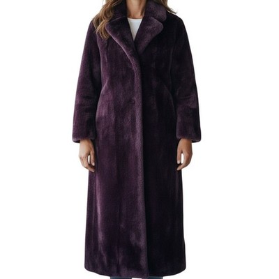 Changing Scene Deep Purple Faux Fur Wrap Coat Women Medium 12 14