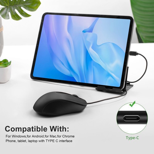 Type-C Wired Mouse 1000DPI Low Latency USB-C Compatible Mice Laptop Accessories - Afbeelding 3 van 16