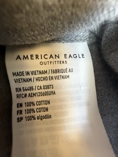 American Eagle Camicia Uomo 2XL Grigio Manica Lunga Super Morbida con Bottoni-536 - Foto 8 di 9