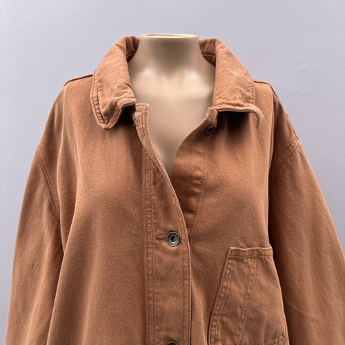 Old Navy Jacket Women 3X Brown Denim Workwear Shacket Barn Chore Workwear - Picture 2 of 10