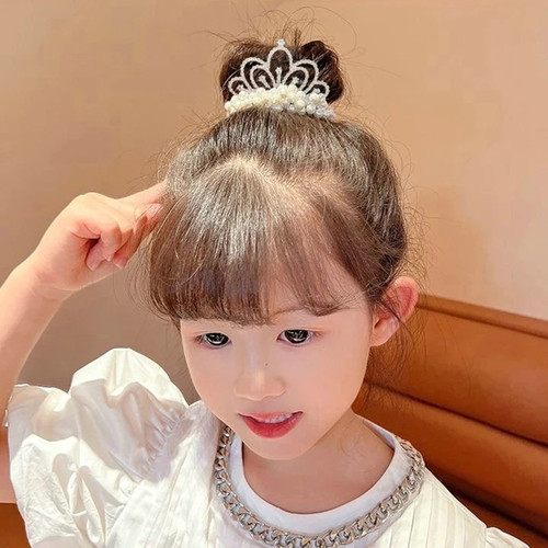 2PZ Fasce Elastiche per Capelli Principesse Corona di Perle Moda Bambini - Foto 4 di 20