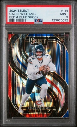 2024 Select Premier Level Caleb Williams #114 Red & Blue Shock Prizm PSA 9