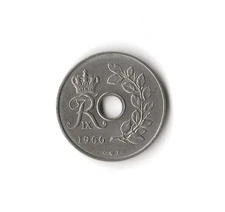 1966 Denmark - 25 Ore - 414 - Copper Nickel - 4.3g