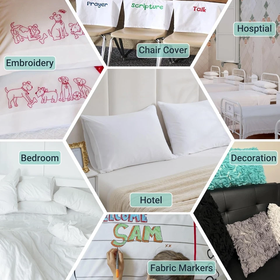 48 Pack White Pillowcases Envelope Closure - Hotel Quality - Image 4 of 4