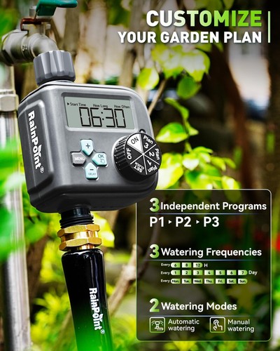Sprinkler Timer with 3 Independent Programs, Hose Timer with Rain Delay/Manua... - Picture 3 of 7