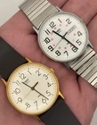 LOT OF 2 - 1989 & 1991 Vintage Timex Men's Easy Reader Quartz Watches - RUNNING!