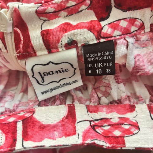 Joanie Betty Jam Jar Skirt Size UK 10 Red Knee Length - Picture 7 of 11