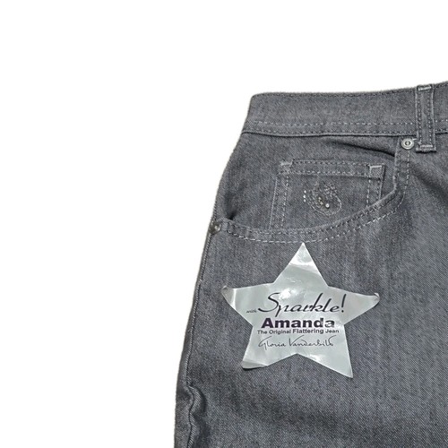 Gloria Vanderbilt Damen Amanda 14 Glitzer anthrazit Waschung Denim Jeans neu mit Etikett - Bild 13 von 23