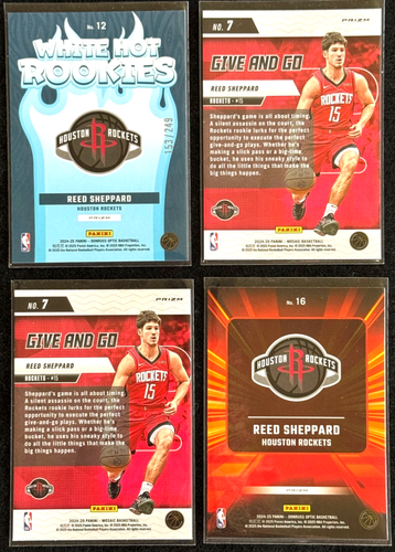 Lot 4 Reed Sheppard 2024-25 Panini Mosaic & Optic - Prizm Inserts 1 #D/249 - Bild 2 von 3