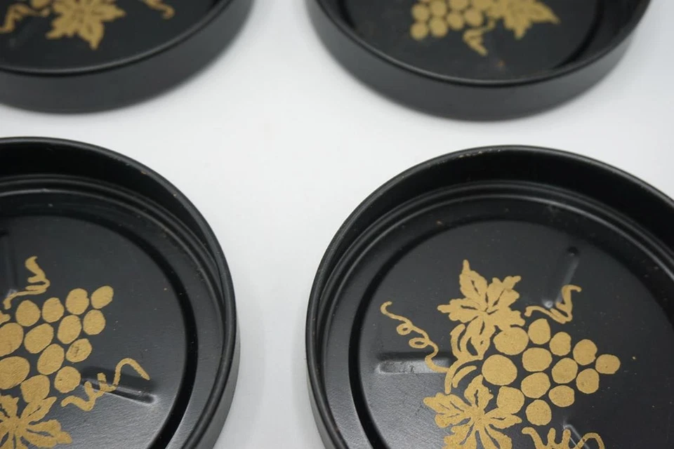 Set Di 4 Latta Nero Metallo Uva Sottobicchieri - Immagine 4 di 4