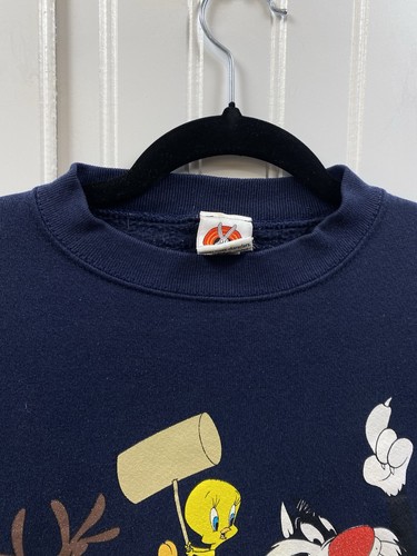 Vintage 90s Looney Tunes Characters Crewneck Sweatshirt Men’s Large Navy Blue - Bild 4 von 5