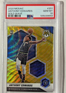 Anthony Edwards 2020-21 Panini Mosaic Mosaic Gold Wave SSP #201 (RC)  PSA 10