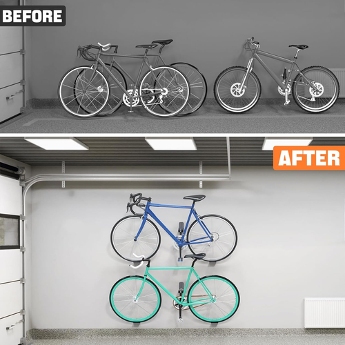 Wall-Mounted Bike Pedal Hanger, Heavy Duty Garage Wall Horizontal Bike Rack, Bik - Picture 7 of 12