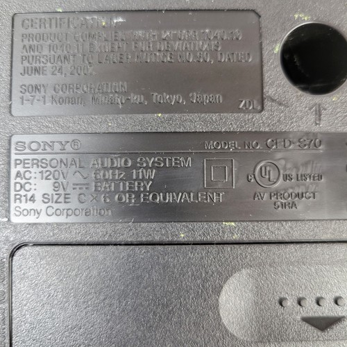 Sony CFD-S70 Ghettoblaster Stereo CD Kassettenradio Aux Anschluss Sony Radio Ghettoblaster - Bild 16 von 18