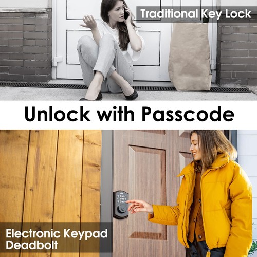 Keyless Entry Door Lock - Electronic Deadbolt Lock with Keypads, Auto Lock, 5... - Picture 3 of 8