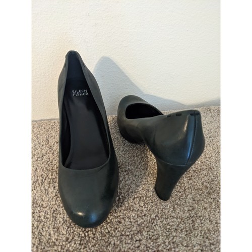 Decolte classiche Eileen Fisher in pelle grigio ardesia punta tonda tacco a blocco taglia 7 NUOVE - Foto 6 di 10