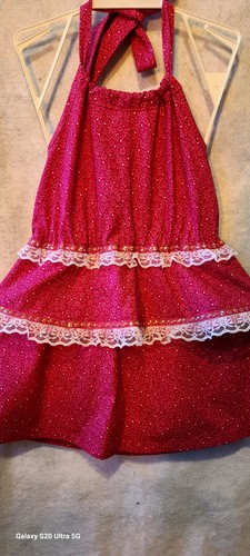 Girls Size 4-5 Bright Pink Floral Halter Dress With White Lace And Sparkling... - Picture 2 of 7