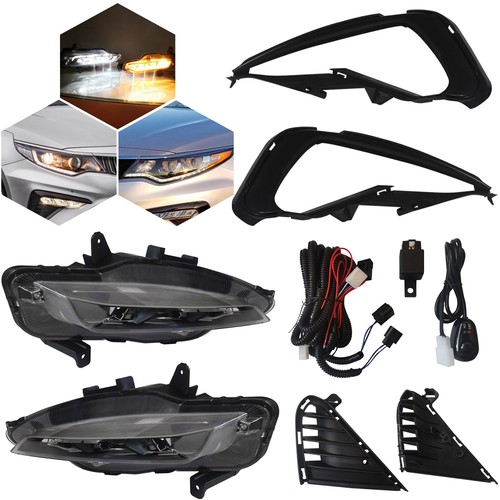 For 2019-2020 Kia?Optima Fog Lights Lamp Turn Signal & Bezels Set Left & Right - Picture 4 of 16