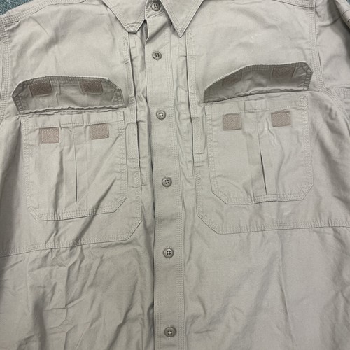 5.11 Tactical Series Shirt Mens M Khaki Cotton Blend Vented Long Sleeve Pockets - Picture 7 of 21