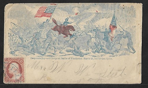 US LOCAL 3c ON ILLUSTRATED BATTLE OF WINCHESTER CIVIL WAR COVER 1851 - 第 1/2 張圖片