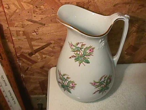Antique Ironstone Wash Pitcher Floral Spray Powell & Bishop - Picture 1 of 4