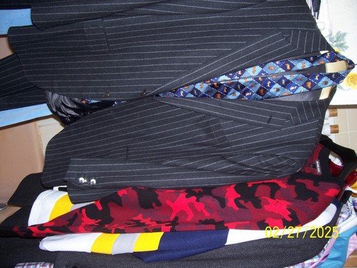 men's 42R custom Samuelsohn amazing/New gray on gray pinstripe suit $1795 gem - Picture 2 of 23