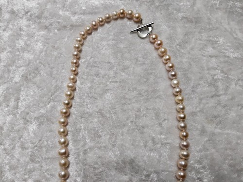 Genuine Pink Pearl Necklace With Heart Toggle Clasp 18in - Picture 8 of 12
