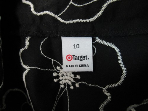 Target A-line Embroidered Skirt Sz 10 Women Floral Black with White Flowers - Picture 5 of 5