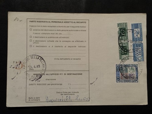 @ INTERESSANTE STORIA POSTALE REPUBBLICA SU BOLLETTINO PACCHI GUARDA