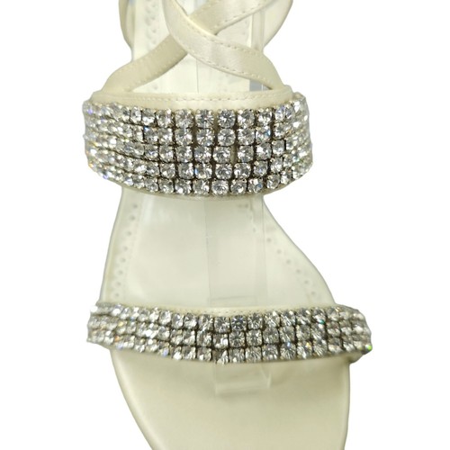 Benjamin Adams Heels Cream Crystals Sz 7.5 Bridal Wedding Prom Formal Strappy - Picture 8 of 13
