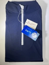 Tailored Sportsman ICEFIL Short Sleeve Ziptop Shirt Navy/ White Large