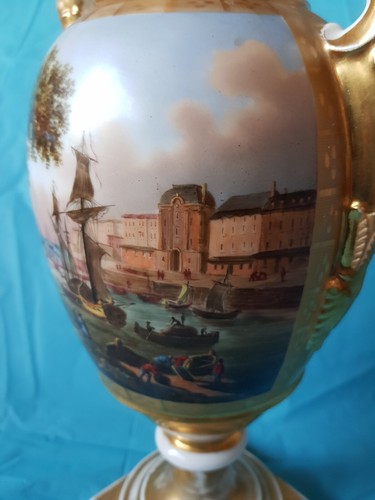 Antik Porzellan Amphore Vase  18 / 19 Jhd.  handbemalt  , 38 cm. Biedermeier - Bild 6 von 19