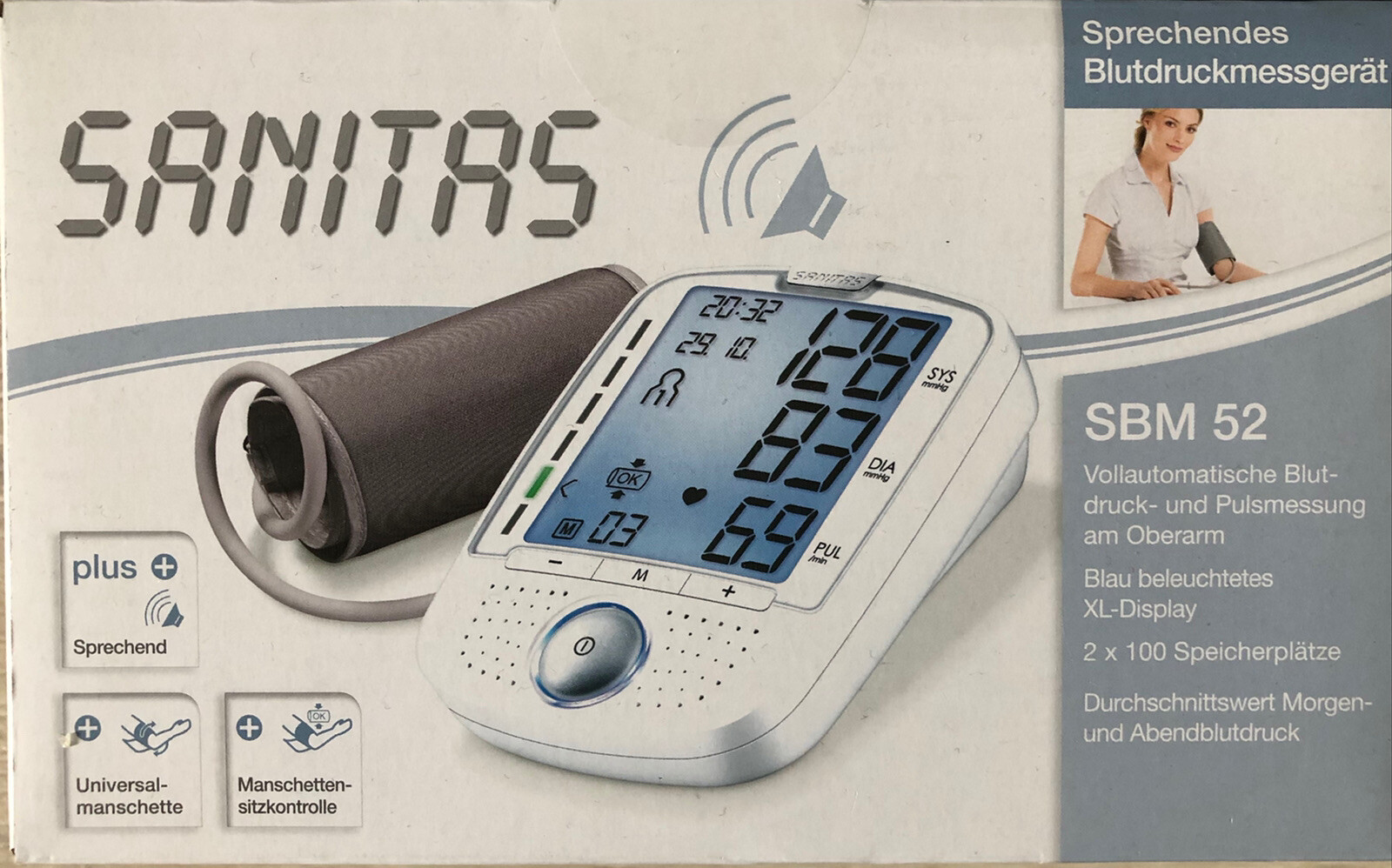 Sanitas SBM 52 Oberarm Blutdruck  Blutdruckmessgerät  Pulsmessung Digital NEU