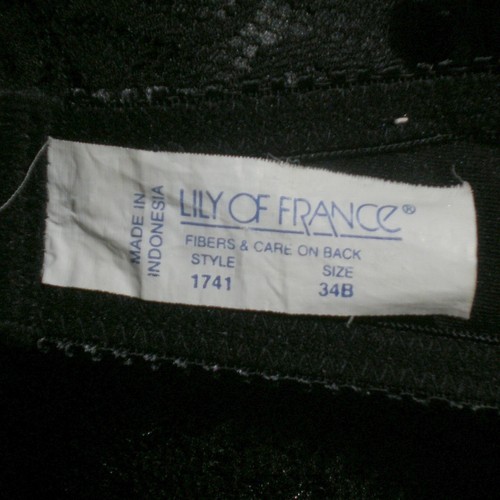 Lily of France Black Padded Floral Lace Push-up Underwire Bra Style 1741 sz 34B - Picture 3 of 4