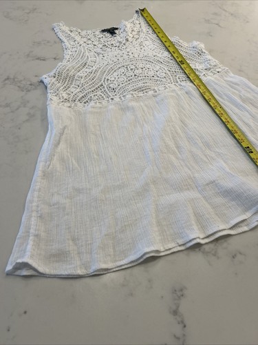LRL Lauren Jeans Co. Boho Crochet Tank Top Coverup White Medium - Picture 12 of 16