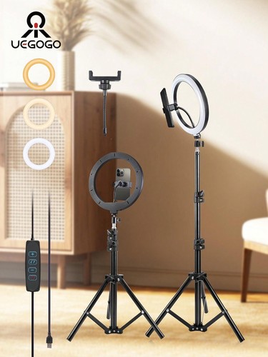 10 - Inch Tri - Color LED Ring Light, 110cm Tripod, USB, for Stream/Makeup, Xmas - Picture 13 of 13