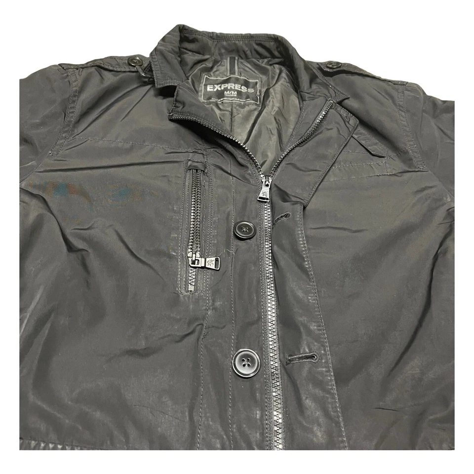 Chaqueta Express Para Hombre M Negra Blazer Militar Utilidad Forrada Bolsillos Abotonados Foto 4 de 4