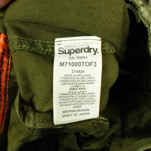 Superdry Uomo Pantaloncini Cargo Medium W32 Verde Slim Core Lite Bottoni Tasche a Mosca - Foto 9 di 10