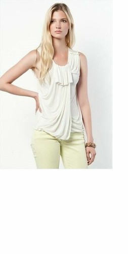 Blusa top sin mangas de jersey marfil de Zara para mujer talla XS - Imagen 5 de 8