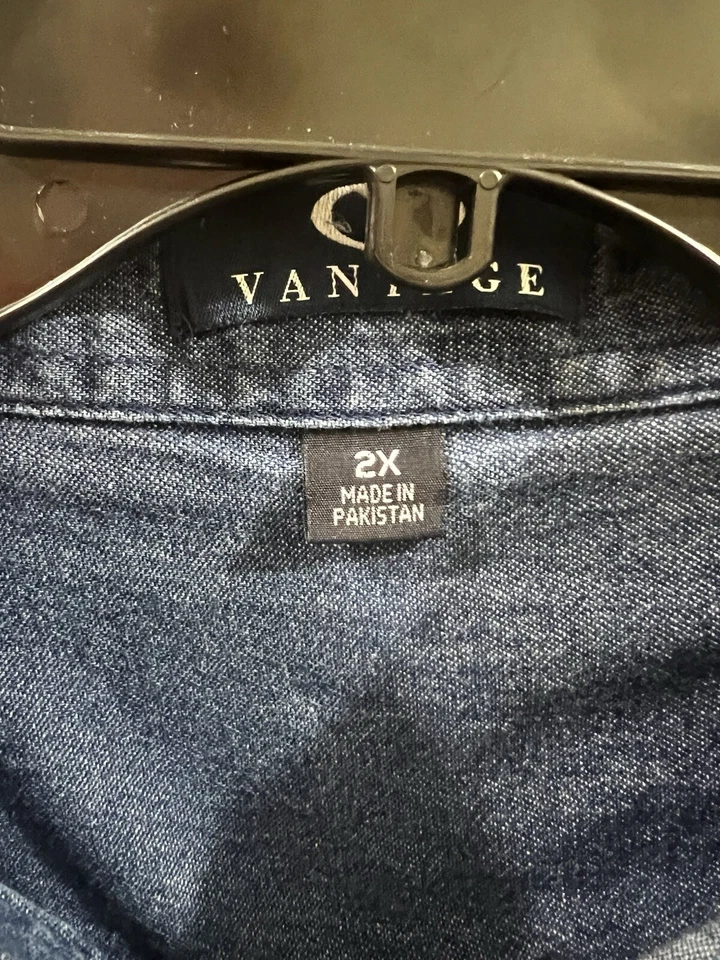 Camisa de Trabajo Coca Cola Denim Look Cambray L/S Bolsillo 2XL de Vintage Vantage Foto 4 de 4