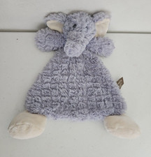 Demdaco Elephant Baby Lovey Security Blanket Flat Body Gray Ivory Rattle Shaggy