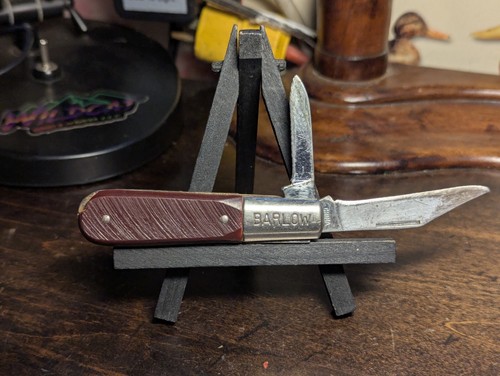 BARLOW 2-Blade Jackknife Pocket Knife Sawcut Scales VINTAGE (China)